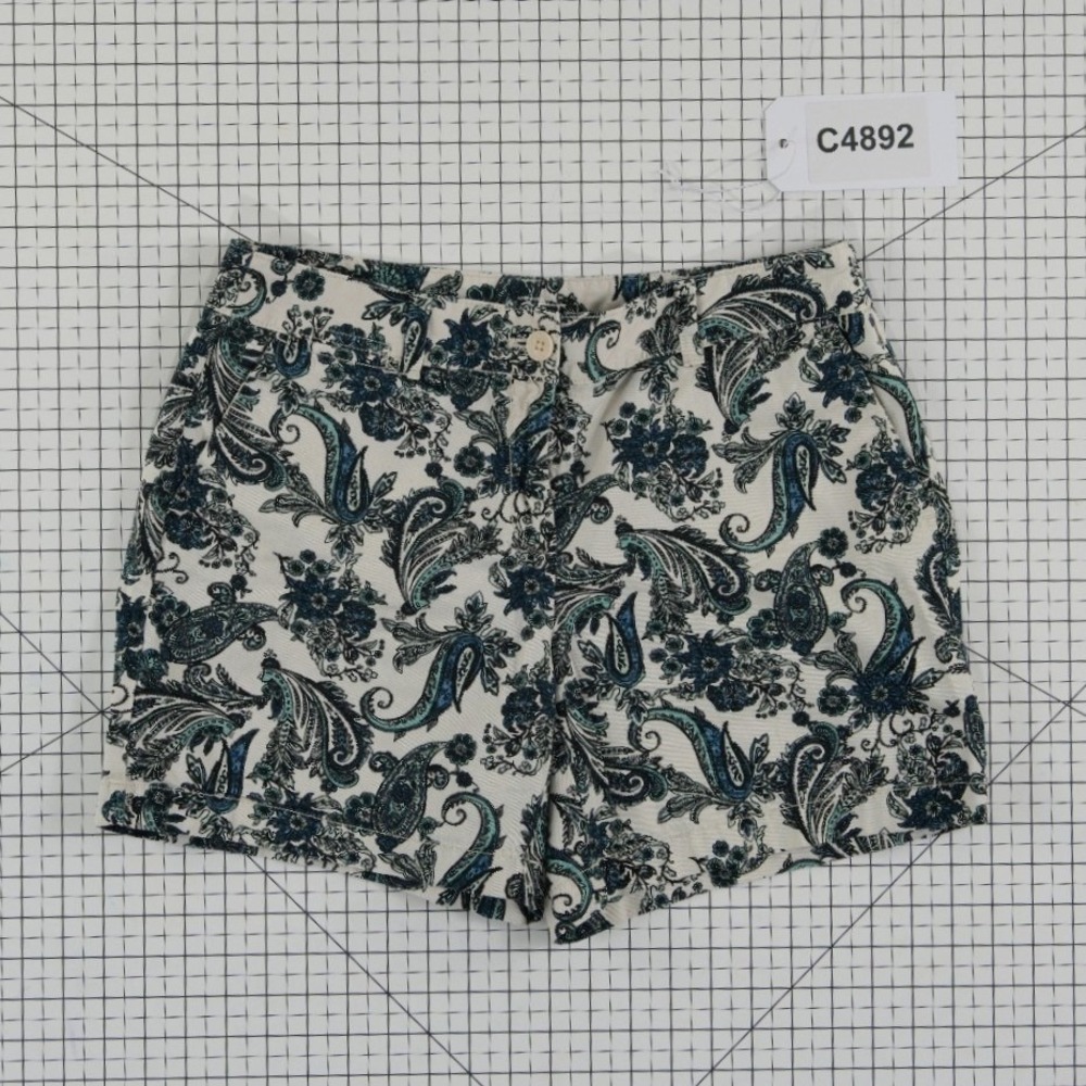 Ann Taylor LOFT Shorts Women's Size 6 Cream Blue Paisley Floral 100% Cotton - Picture 4 of 5